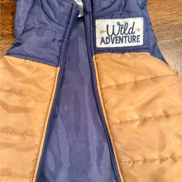 Kids' Blue and Tan Puffer Vest - Picture 4 of 6